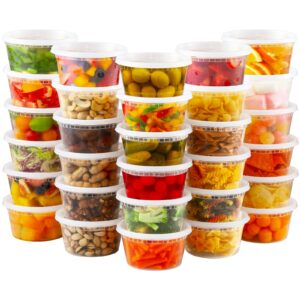 aozita 32 sets 12 oz plastic deli food containers with lids, airtight food storage containers, freezer/dishwasher/microwave safe, soup containers for takeout meal prep storage