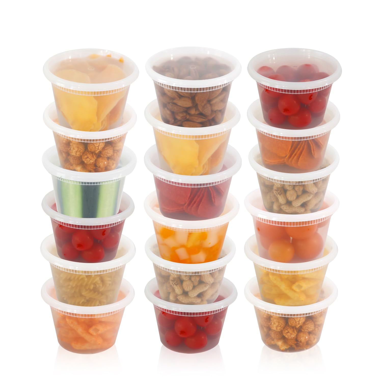 [50 Sets - 16 oz.] Plastic Deli Disposable Food Storage Containers With Airtight Lids, Deli, Slime, Soup, Meal Prep Containers | BPA Free | Stackable | Leakproof | Microwave/Dishwasher/Freezer Safe…