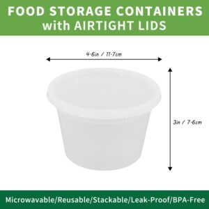 [50 Sets - 16 oz.] Plastic Deli Disposable Food Storage Containers With Airtight Lids, Deli, Slime, Soup, Meal Prep Containers | BPA Free | Stackable | Leakproof | Microwave/Dishwasher/Freezer Safe…