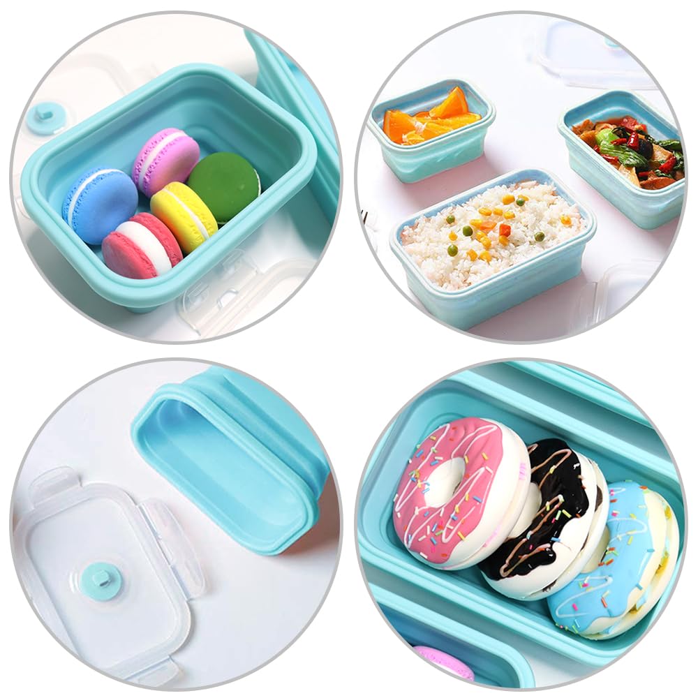 Alimat PluS 4 Assorted Size Set Silicone Food Storage Containers with Lids, 40.5oz, 27oz, 16.9oz and 11.8oz Collapsible Meal Prep Lunch Containers, Microwave, Freezer and Dishwasher Safe