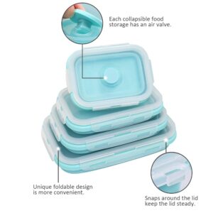 Alimat PluS 4 Assorted Size Set Silicone Food Storage Containers with Lids, 40.5oz, 27oz, 16.9oz and 11.8oz Collapsible Meal Prep Lunch Containers, Microwave, Freezer and Dishwasher Safe