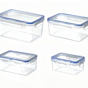 BIIFUN 8-Piece Food Storage Containers with Lids，Rectangle Meal Prep Container, Non-Toxic, BPA-Free with 4 Locking Tabs, Heatable and Refrigerated .Microwave, Dishwasher, and Freezer Safe.