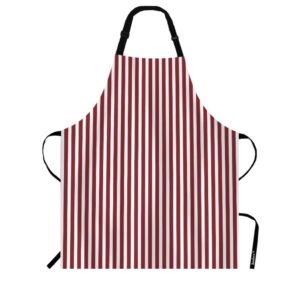 beabes red vertical stripe pattern kitchen apron simple endless retro white red lines cooking bib apron for chef restaurant home cleaning serving painting 27" x 31"