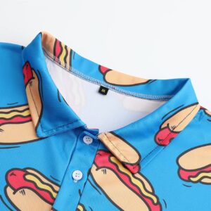 Golf Shirts for Men Dry Fit Mens Golf Shirt Short Sleeve Funny Hot Dog Golf Polo Shirts