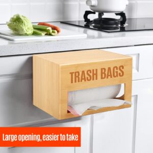 Libreshine Extra Large Trash Bag Organizer for Kitchen, Garbage Bag Dispenser Roll Holder Under Sink, Bamboo Trash Bag Dispenser Wall Mount(Large)