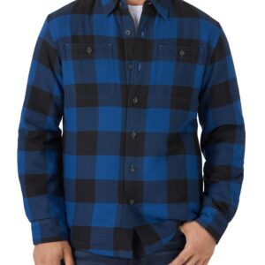 Wrangler Authentics Men's Long Sleeve Sherpa Lined Shirt Jacket, Blue Buffalo, Large