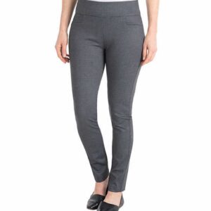 Dalia Women's Pull-On Ponte Pant with Built-in Tummy Control Panel (Small, Charcoal/Navy Combo)