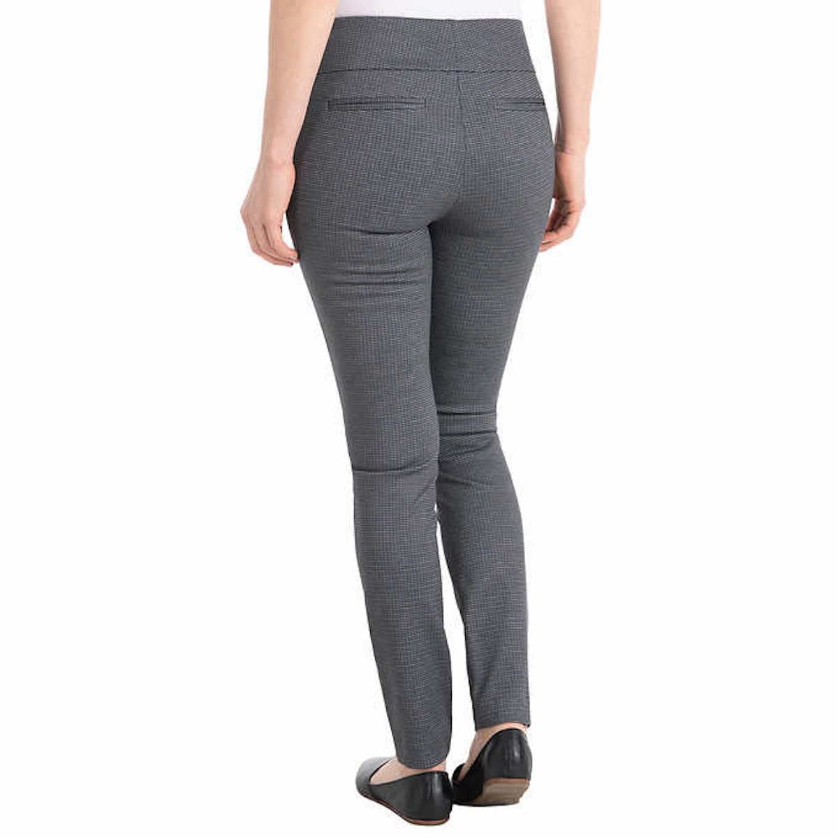 Dalia Women's Pull-On Ponte Pant with Built-in Tummy Control Panel (Small, Charcoal/Navy Combo)