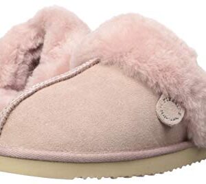 Dearfoams Womens Fireside Sydney Shearling Fur Indoor/Outdoor Scuff With Wide Widths Slipper, Dusty Pink, 9 US