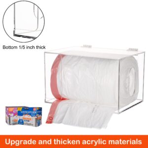 Aphbrada Extra Large Trash Bag Holder Dispenser, Wall Mount Acrylic Garbage Bag Dispenser Roll Holder Under Sink with Lid Compatible with Glad Costco Kitchen Trash Can Liner Bags Organizer, Clear