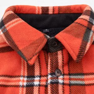 Lisskolo Men's All Sherpa Fleece Lined Plaid Thermal Flannel Shirt Jacket with Pockets Orange L