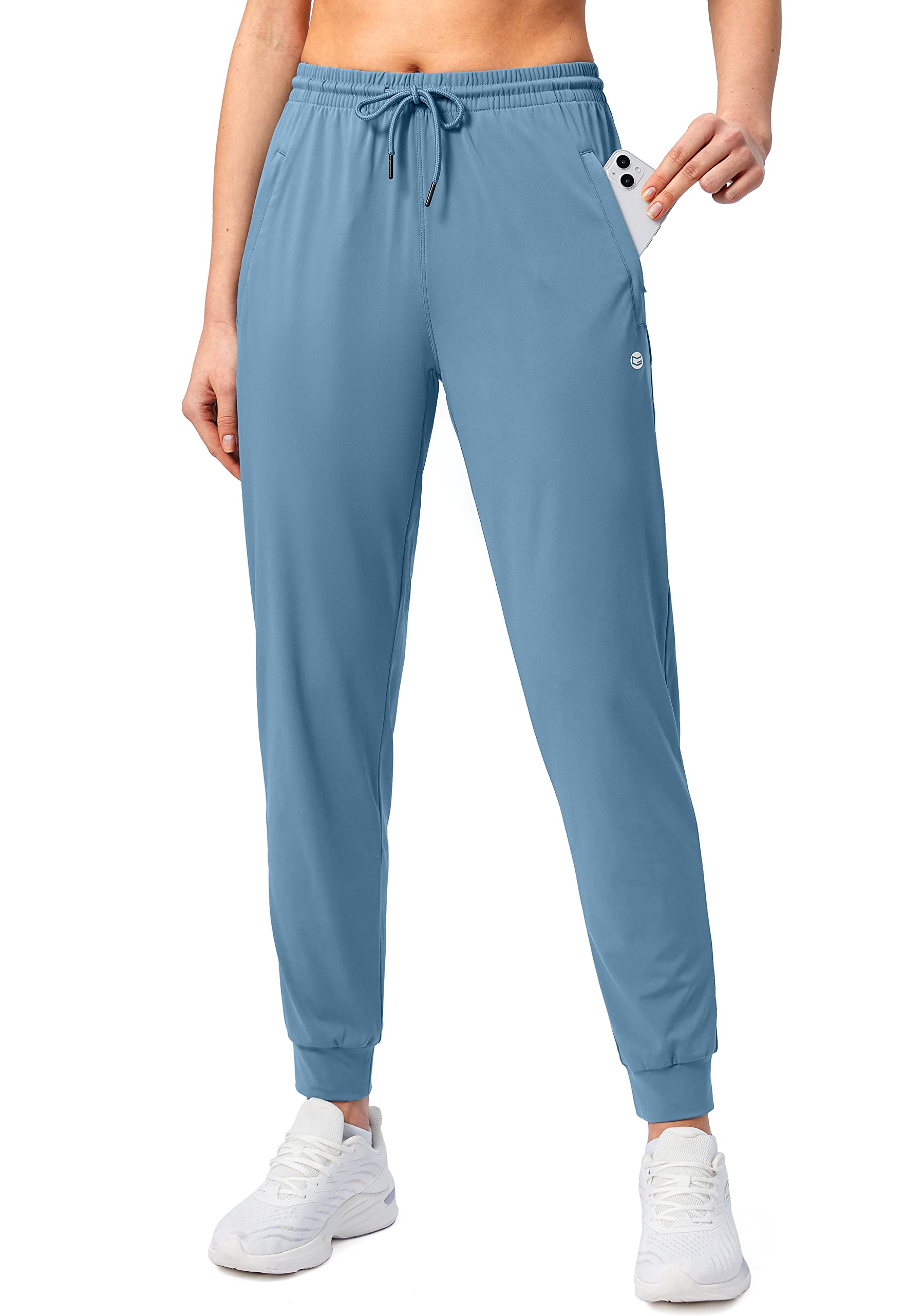 G Gradual Women's Joggers Pants with Zipper Pockets Tapered Running Sweatpants for Women Lounge, Jogging (Slate Blue, X-Large)