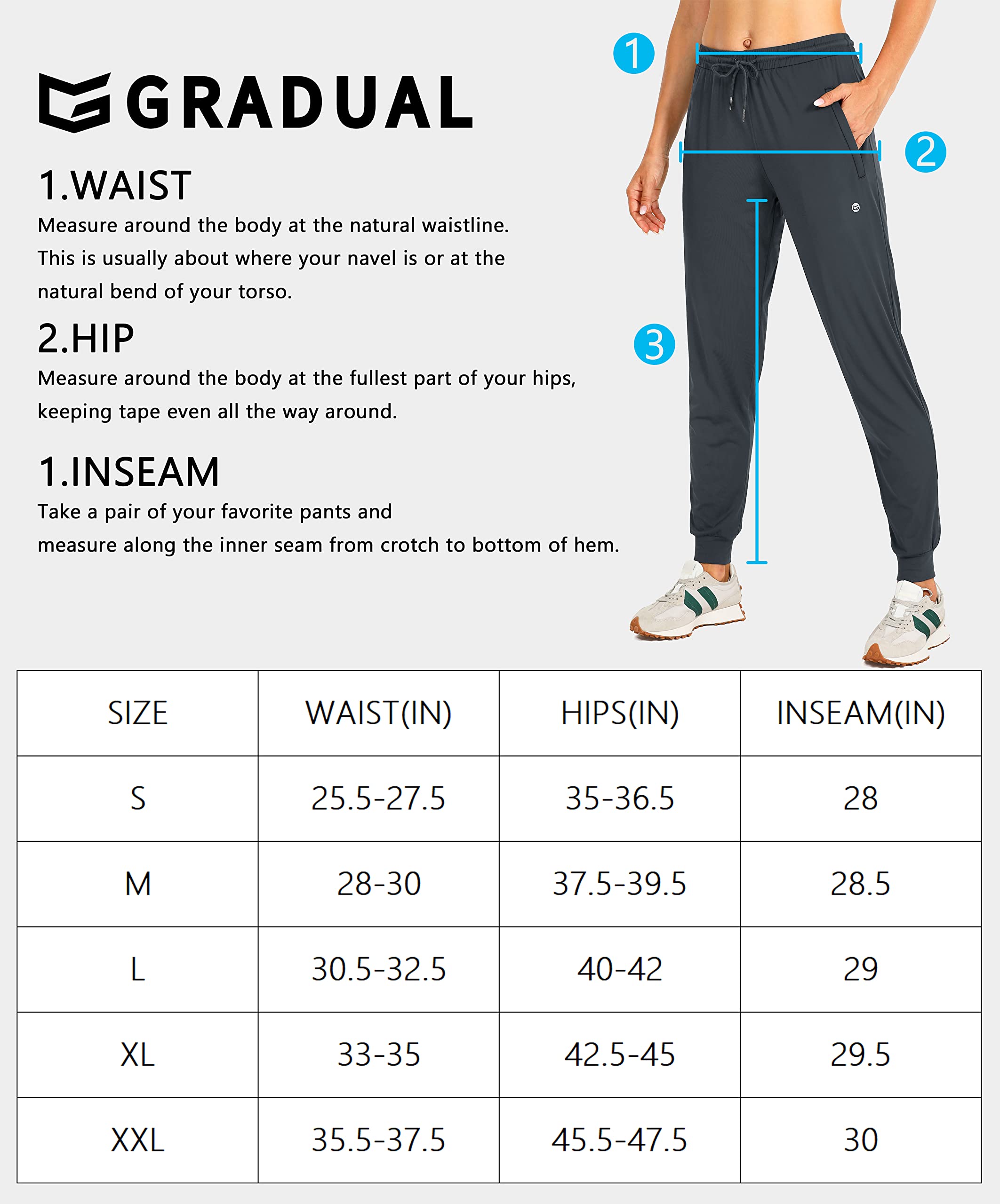 G Gradual Women's Joggers Pants with Zipper Pockets Tapered Running Sweatpants for Women Lounge, Jogging (Slate Blue, X-Large)