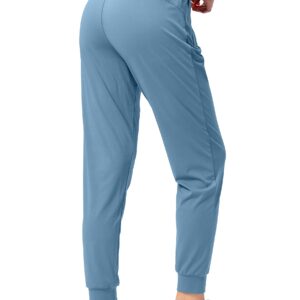 G Gradual Women's Joggers Pants with Zipper Pockets Tapered Running Sweatpants for Women Lounge, Jogging (Slate Blue, X-Large)