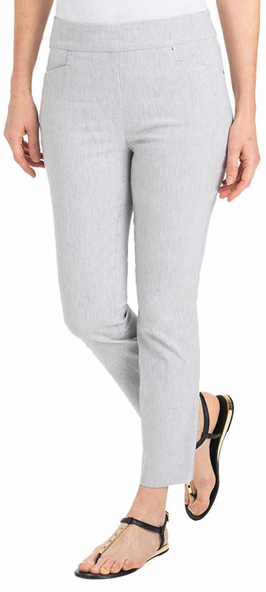 Hilary Radley Womens Pull On Ankle Pant (Heather Light Gray, X-Large)