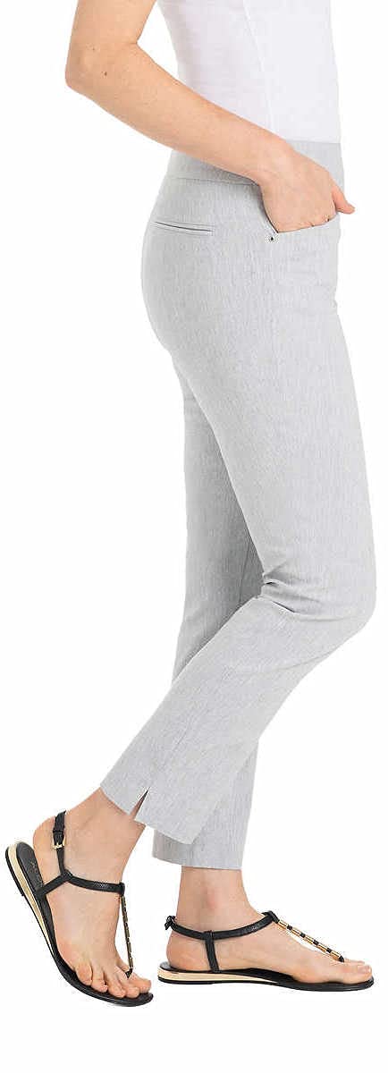 Hilary Radley Womens Pull On Ankle Pant (Heather Light Gray, X-Large)