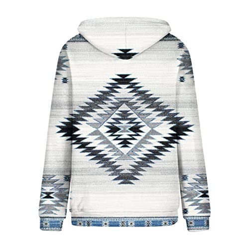 prime amazon membership Women's Western Aztec Ethnic Style Hooded Sweatshirts Casual Folk Pullover Long Sleeve Pocket Hoodies running jacket White M