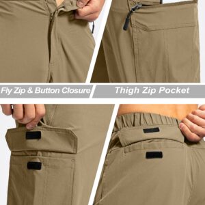 Pudolla Men's Hiking Cargo Pants Lightweight Outdoor Travel Pants for Men with Multi-Pockets for Fishing Camping Work(Sage Medium)