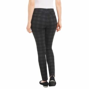 Dalia Women's Pull-On Ponte Pant with Built-in Tummy Control Panel (Black Plaid, XXL)