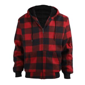 Facitisu Men's Plaid Fleece Jackets Warm Winter Workout Casual Flannel Lined Full Zip Hoodie Plus Size S-5XL