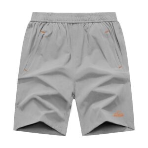 rdruko men's hiking running shorts quick dry athletic performance shorts zip pockets(light grey, us l)