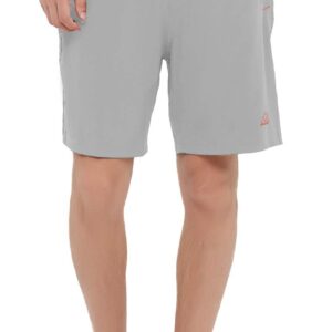 Rdruko Men's Hiking Running Shorts Quick Dry Athletic Performance Shorts Zip Pockets(Light Grey, US L)