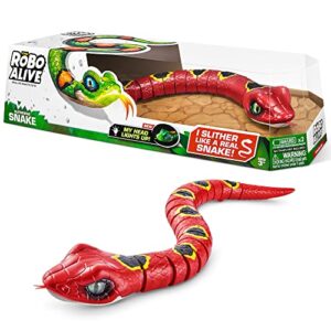 robo alive slithering snake series 3 red by zuru battery-powered robotic light up reptile toy that moves (red), multi-color, 7150a