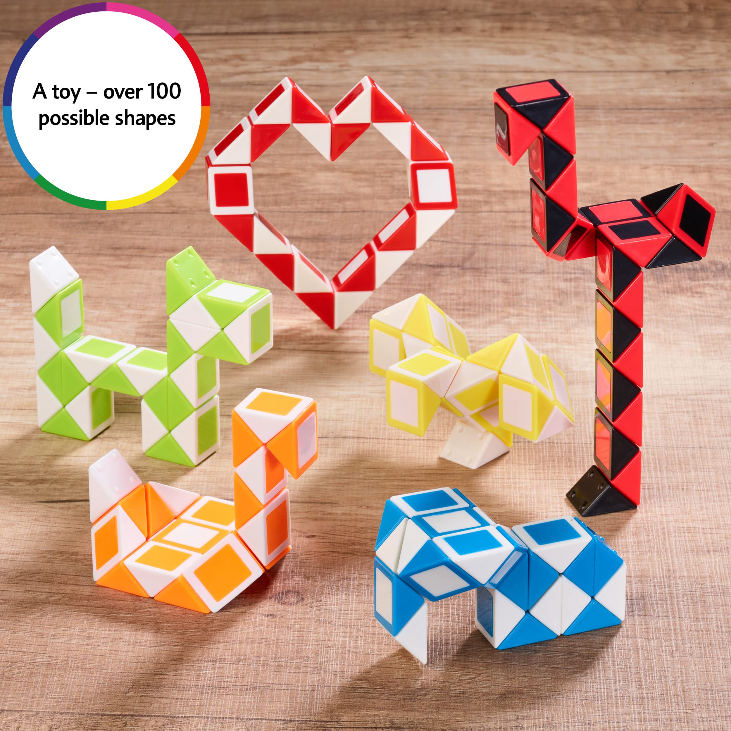 CUBIDI® Magic Snake Cube | Fidget Snake Toy for Kids | Travel Toys for Kids Ages 4-8 | Great Gift for Boys and Girls Birthday, Easter basket Stuffers | 0.35 inch x 0.55 inch | Set of 6