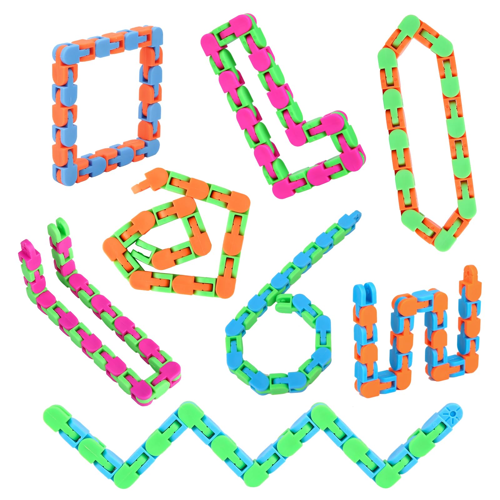 8Pcs Fidgets Wacky Tracks Fidget Toys for Kids Classroom Students School Prizes Gifts Sensory Autism Toys Snap Fidget Snake Click Toys for Adults Stress Relief ADD ADHD Autistic Keeps Fingers Busy