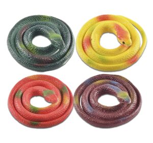 lrcxl rubber snakes to keep birds away - 4 pieces realistic fake snake toys for garden props to keep birds away, scare squirrels, mice, pranks