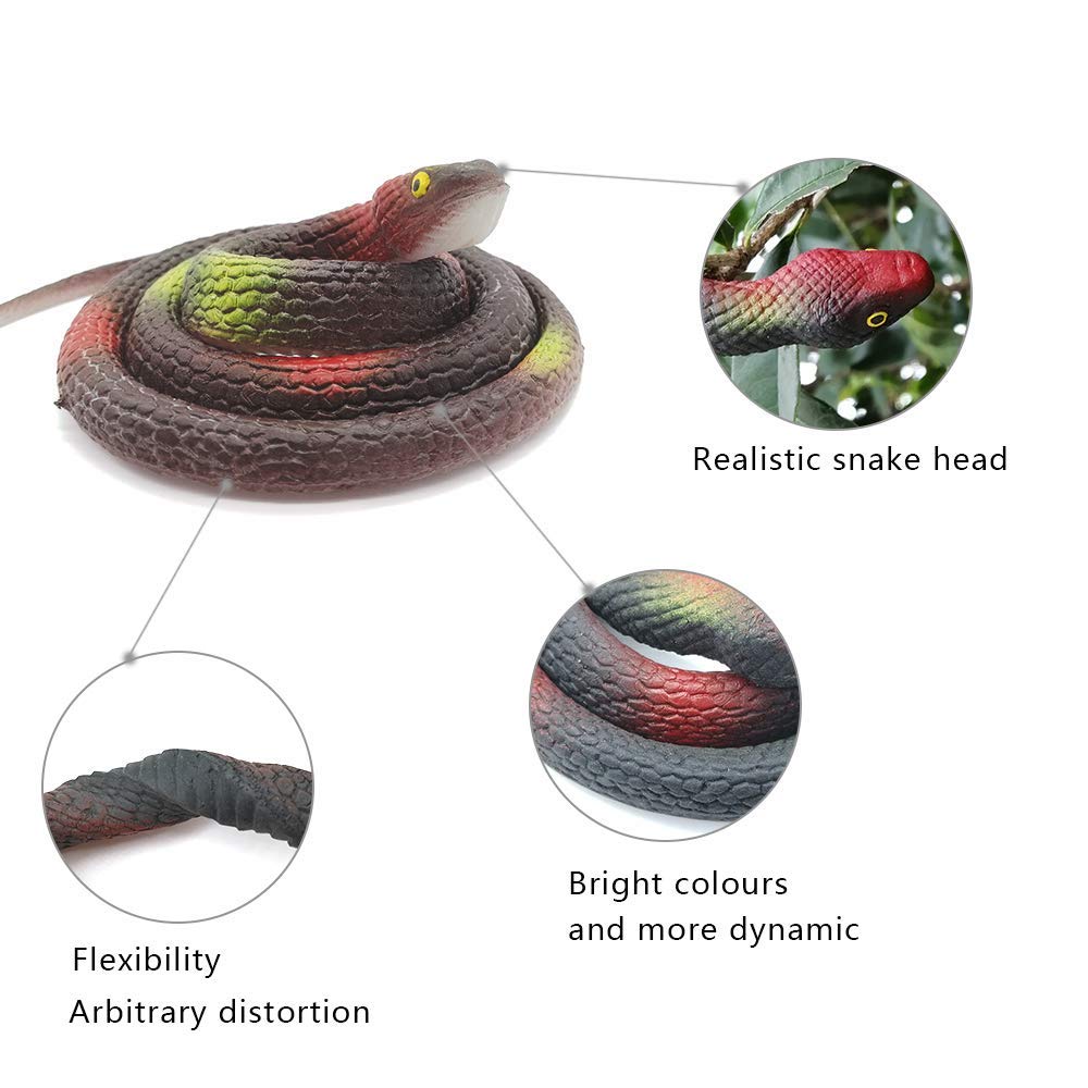 LRCXL Rubber Snakes to Keep Birds Away - 4 Pieces Realistic Fake Snake Toys for Garden Props to Keep Birds Away, Scare Squirrels, Mice, Pranks