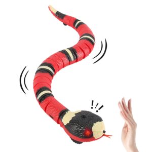 faukait smart sensing snake toy,interactive toys snake for kids, cats&dog kitten toys usb rechargeable electric simulation slithering serpent realistic snake prank prop for halloween