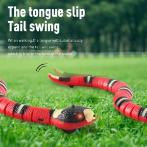 FauKait Smart Sensing Snake Toy,Interactive Toys Snake for Kids, Cats&Dog Kitten Toys USB Rechargeable Electric Simulation Slithering Serpent Realistic Snake Prank Prop for Halloween