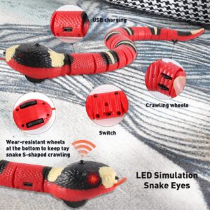 FauKait Smart Sensing Snake Toy,Interactive Toys Snake for Kids, Cats&Dog Kitten Toys USB Rechargeable Electric Simulation Slithering Serpent Realistic Snake Prank Prop for Halloween