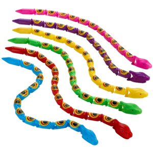 Kicko Wacky Wiggly Jointed Snakes, 15 Inches - Fun and Educational Plastic Toys for Kids - Teach and Improve Motor Skills - Perfect Fidget Party Favor for Boys & Girls - Pack of 12