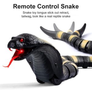 AMCHSURI RC Snake Toy: Realistic Prank Cobra, Rechargeable, Smart Sensing, Infrared Controller for Kids/Cat (Black)