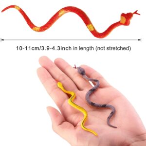 Blulu 32 Pieces Plastic Snakes 4 Inch Rain Forest Snakes Realistic Rubber Snake Assorted Colorful Fake Snake Toys for Boys and Girls, Party Favors Decoration, Gag Toys, Prank and Prop (32 Pieces)