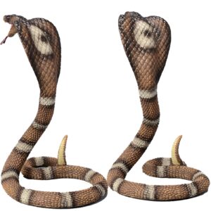 Gemini&Genius King Cobra Figurine Toy- Safari Animal Toys, Fake Snake Action Figures, Scary Snake Toy-6.5 Inches Height, or Garden Decor Scare Birds