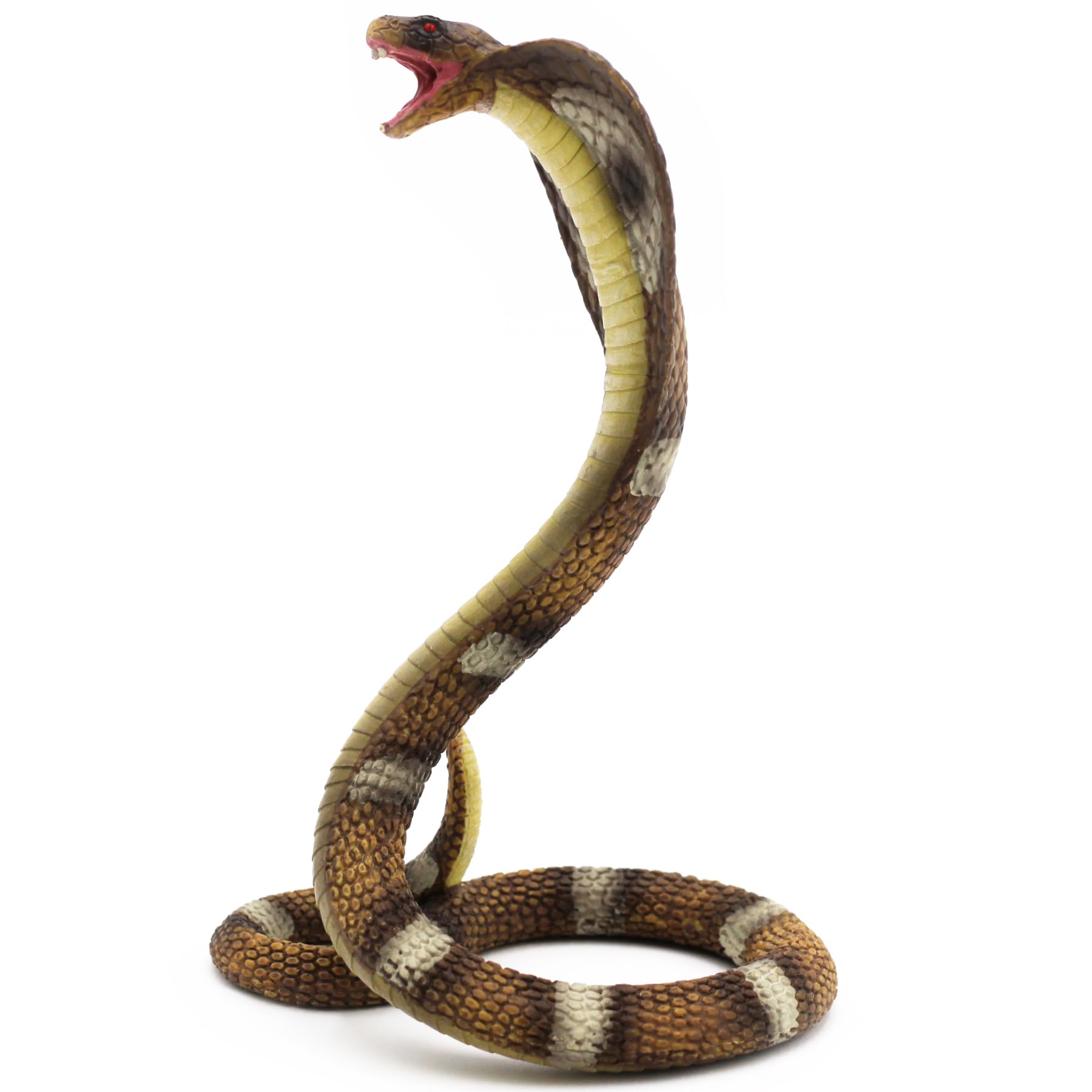 Gemini&Genius King Cobra Figurine Toy- Safari Animal Toys, Fake Snake Action Figures, Scary Snake Toy-6.5 Inches Height, or Garden Decor Scare Birds