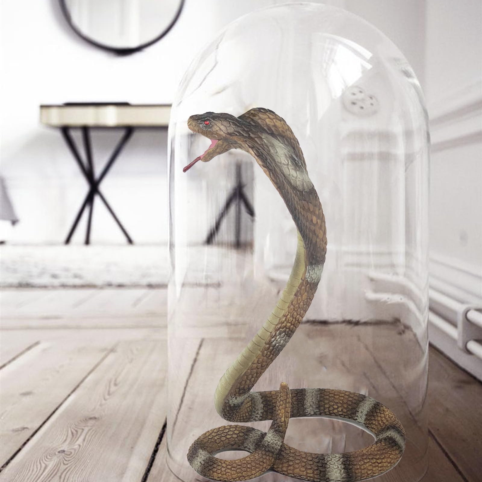 Gemini&Genius King Cobra Figurine Toy- Safari Animal Toys, Fake Snake Action Figures, Scary Snake Toy-6.5 Inches Height, or Garden Decor Scare Birds