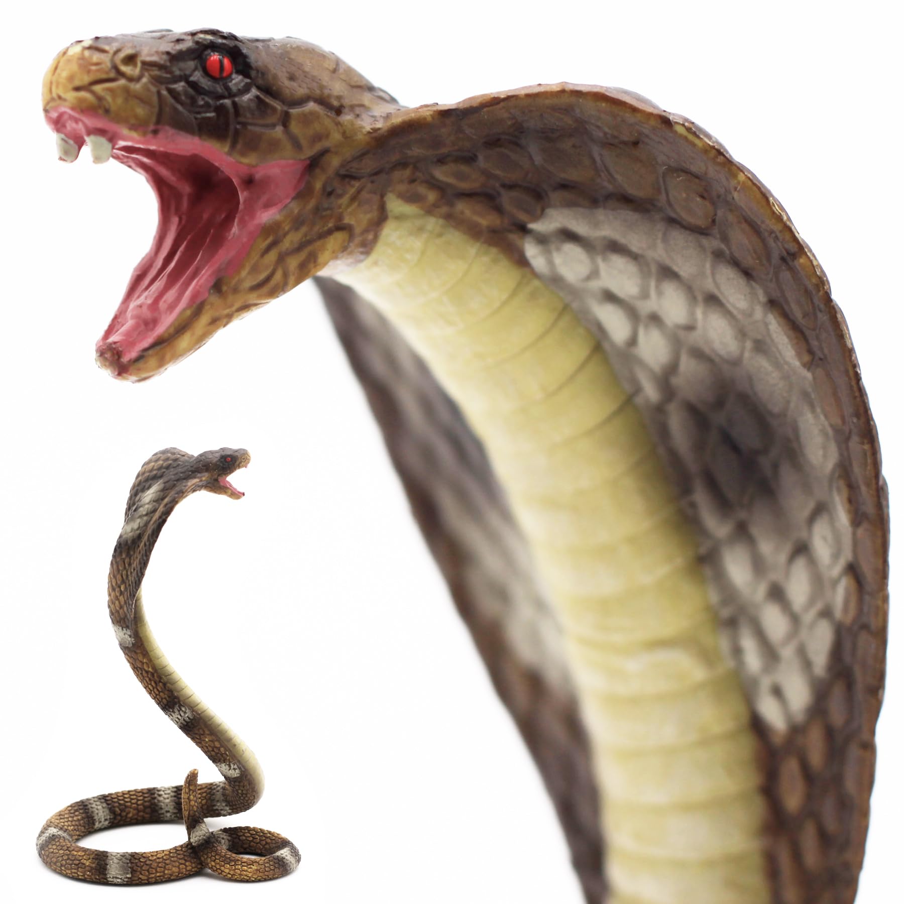 Gemini&Genius King Cobra Figurine Toy- Safari Animal Toys, Fake Snake Action Figures, Scary Snake Toy-6.5 Inches Height, or Garden Decor Scare Birds