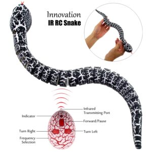 Tipmant RC Snake IR Remote Control Crawlers Fake Realistic Animals Vehicle Scary Prank Toys Kids Halloween Christmas Birthday Gifts (Black)