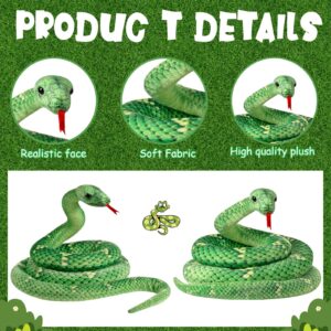 HyDren Giant Boa Constrictor Large Stuffed Animal Snake Giant Snake Plush Realistic Stuffed Snake Toy 80 Inch Lifelike Snake Gifts for Kids Birthday Party Prank Props(Green)