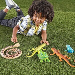 Learning Resources Jumbo Reptiles & Amphibians, Tortoise, Gecko, Snake, Iguana, and Tree Frog, 5 Animals, Ages 3+