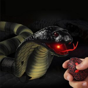 FANFX remote control Naja snake toy electric snake toy for kids rc snake toy for cats Rechargeable realistic Cobra snake for pranks (GRAY BLACK)