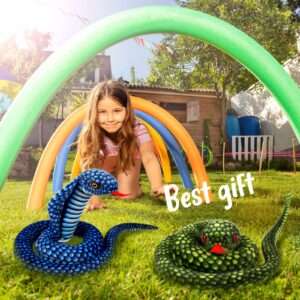 Zhanmai 2 Pack 43 Inches Cobra Snake Animal Plush Toy Large Realistic Cobra Snake Plush Stuffed Animal Toy Naja Cobra Plush Toys Snake for Birthday Party Gifts Prank Props(Green, Blue)