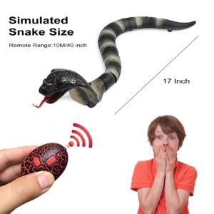 Ufurty Remote Control Snake Rechargeable Simulation RC Snake Toy 17" Long Fake Cobra Animal Trick Terrifying Mischief Toy for Kids Children