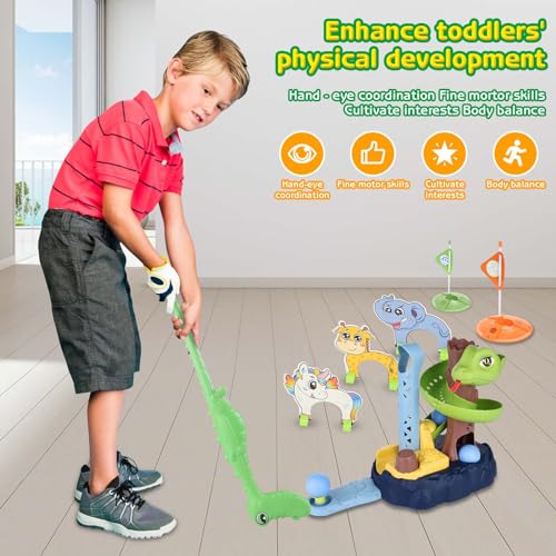 Upgraded Kids Golf Toys Set - Baby Golf Club Set Seahorse Putter,Indoor & Outdoor Mini Golf Game - Toddler Golf Set Birthday Gifts for Boys Girls 3-12