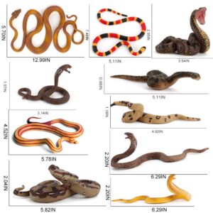 Fantarea 10 PCS Realistic Wild Life Jungle Animal Action Figures Model Figurines Playset Snake Python Model Party Favors Supplies Cake Toppers Set Toys for Boys Girls Kid Toddlers