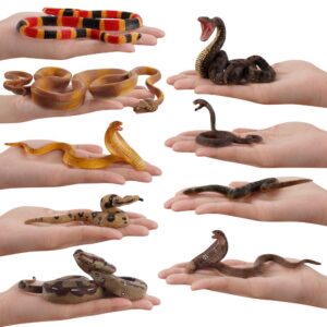 Fantarea 10 PCS Realistic Wild Life Jungle Animal Action Figures Model Figurines Playset Snake Python Model Party Favors Supplies Cake Toppers Set Toys for Boys Girls Kid Toddlers